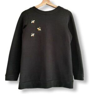 LOVE MOSCHINO Crewneck Sweatshirt Top Black Back Zippers Sz 2 Flawed